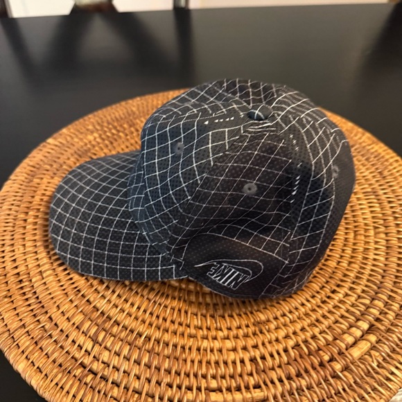 Nike Black Cap with White Grid and Blue Logo - Picture 3 of 7